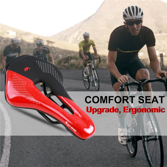 WEST BIKING Cycling Seat Hollow Breathable Comfortable Saddle Riding Equipment(Black Red)