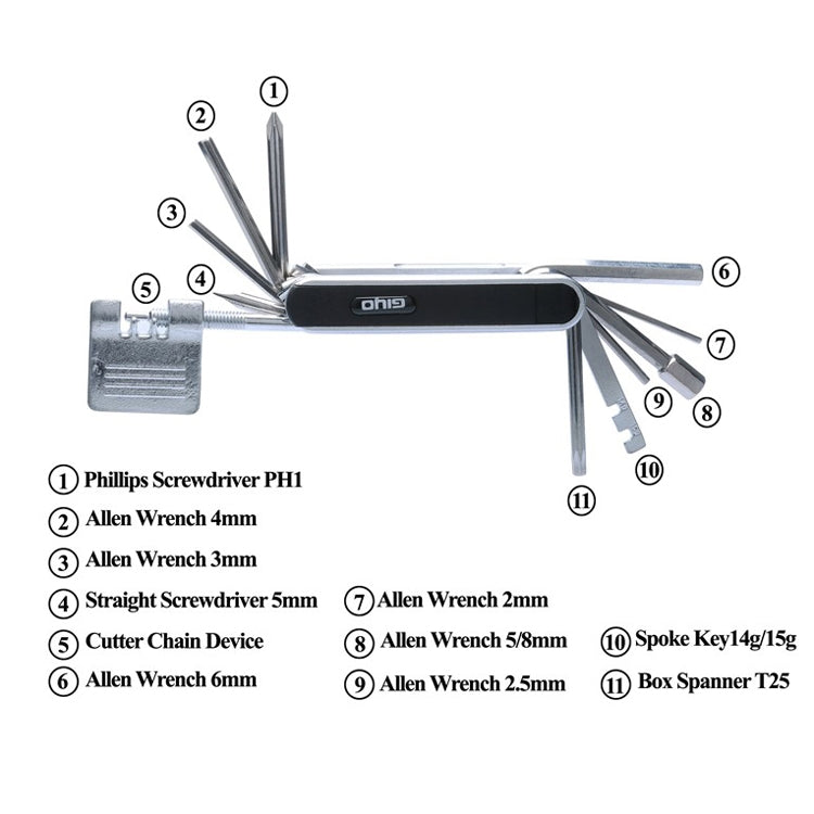 GIYO 13 In 1 Bicycle Repair Combination Tool Multifunctional Mountain Bike Bicycle Repair Tool - Maintenance tools by GIYO | Online Shopping South Africa | PMC Jewellery | Buy Now Pay Later Mobicred