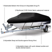 210D Water-resistant Boat Cover Speedboat Towed Fishing V-Shaped Boat Cover Rain And Sun Protection Cover, Specification: 14-16FT 530x290cm