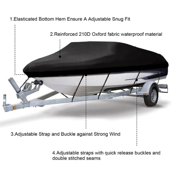 210D Water-resistant Boat Cover Speedboat Towed Fishing V-Shaped Boat Cover Rain And Sun Protection Cover, Specification: 14-16FT 530x290cm