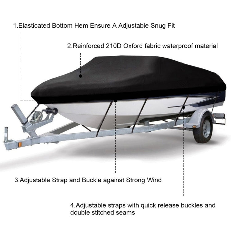 210D Water-resistant Boat Cover Speedboat Towed Fishing V-Shaped Boat Cover Rain And Sun Protection Cover, Specification: 14-16FT 530x290cm