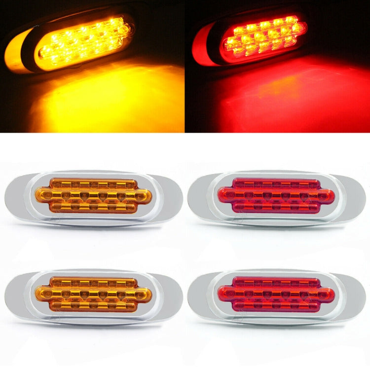 12-24V 16 LEDs Electroplating Side Lights Side Tail Lights Cargo Truck Modification Light, Colour: Red (High and Low Light 3 Lines) - Warning Lights by PMC TechLife | Online Shopping South Africa | PMC TechLife | Buy Now Pay Later Mobicred