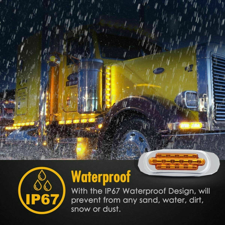 12-24V 16 LEDs Electroplating Side Lights Side Tail Lights Cargo Truck Modification Light, Colour: Yellow (High and Low Light 3 Lines) - Warning Lights by PMC TechLife | Online Shopping South Africa | PMC TechLife | Buy Now Pay Later Mobicred