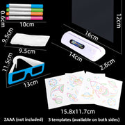 3D Fluorescent Drawing Board Magic Luminous Three-Dimensional Writing Board Graffiti Board Lighting Puzzle Children Drawing Board,Style: Medium Drawing Board (Dinosaur Version)