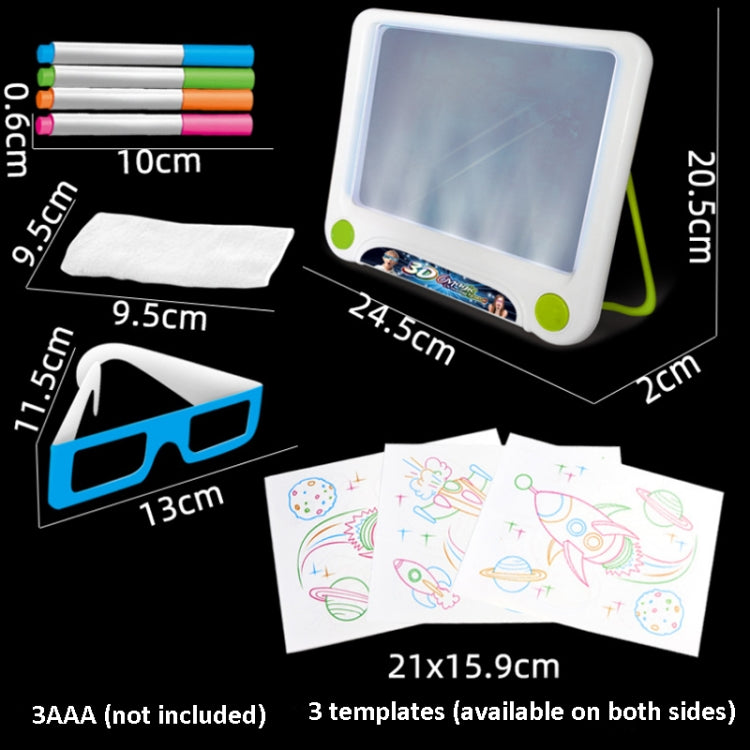3D Fluorescent Drawing Board Magic Luminous Three-Dimensional Writing Board Graffiti Board Lighting Puzzle Children Drawing Board,Style: Drawing Screen (Dinosaur Version)