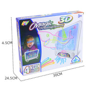 3D Fluorescent Drawing Board Magic Luminous Three-Dimensional Writing Board Graffiti Board Lighting Puzzle Children Drawing Board,Style:  Drawing Screen (Ocean Version)