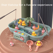 Play House Children Educational Electric Cycle Rotating Fishing Station Summer Water Game Toy Set, Colour: Green 6 Ducks