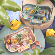 Play House Children Educational Electric Cycle Rotating Fishing Station Summer Water Game Toy Set, Colour: Green 3 Fish 3 Ducks