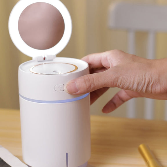 K005 Portable Hydrating LED Fill Light Makeup Mirror USB Mini Humidifier(Pink)