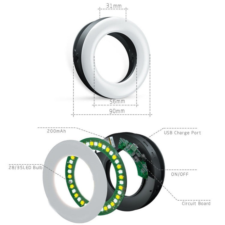 Mobile Phone Live Selfie Light LED Beauty Ring Fill Light(Black)
