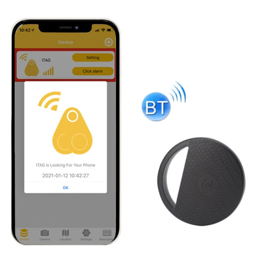 HYC-S9 2 PCS Round Bluetooth Object Finder Mobile Phone Tracking Locator Anti-Lost Two-Way Alarm(Black) - Anti-lost Alarm by PMC Jewellery | Online Shopping South Africa | PMC Jewellery | Buy Now Pay Later Mobicred