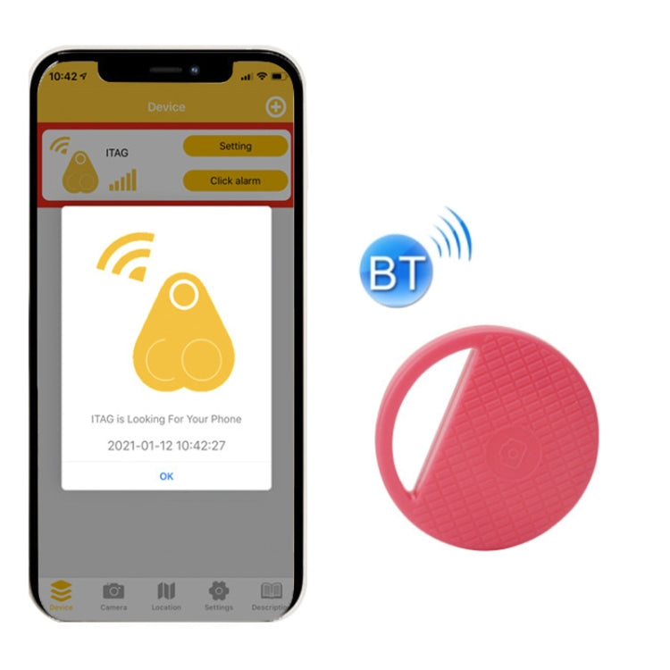 HYC-S9 2 PCS Round Bluetooth Object Finder Mobile Phone Tracking Locator Anti-Lost Two-Way Alarm(Pink) - Anti-lost Alarm by PMC Jewellery | Online Shopping South Africa | PMC Jewellery | Buy Now Pay Later Mobicred
