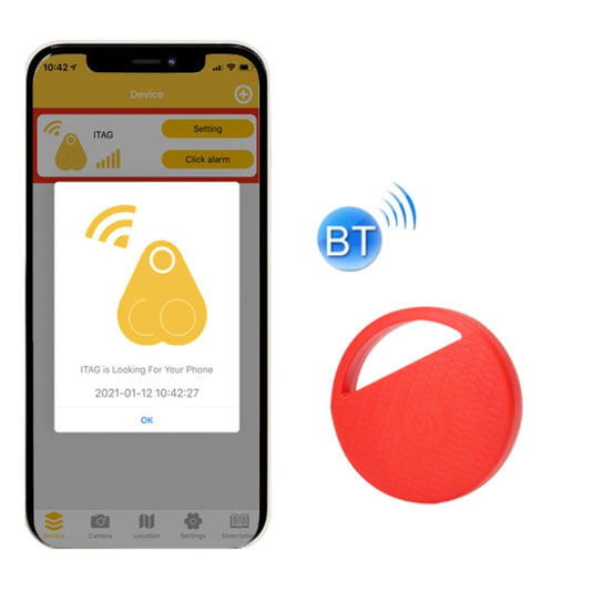 HYC-S9 2 PCS Round Bluetooth Object Finder Mobile Phone Tracking Locator Anti-Lost Two-Way Alarm(Red) - Anti-lost Alarm by PMC Jewellery | Online Shopping South Africa | PMC Jewellery | Buy Now Pay Later Mobicred
