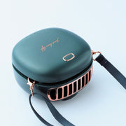 Lazy Hanging Neck Small Fan Usb Rechargeable Mini Portable Leafless Fan(Vintage Green)