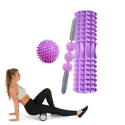 3 in 1 Eva Foam Roller Hollow Muscle Relaxation Roller Yoga Column Set, Length: 45cm (Purple Crescent)