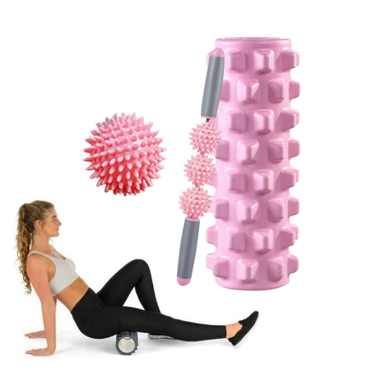 3 in 1 Eva Foam Roller Hollow Muscle Relaxation Roller Yoga Column Set, Length: 45cm (Pink Wolf Tooth) - free shipping - PMC TechLife - Order now!