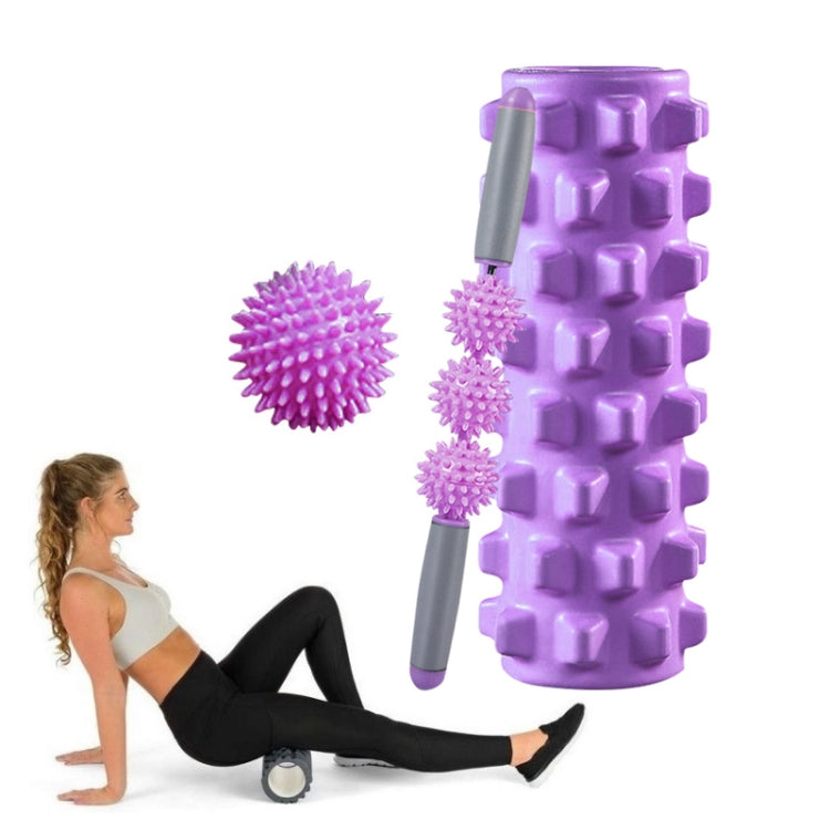 3 in 1 Eva Foam Roller Hollow Muscle Relaxation Roller Yoga Column Set, Length:  45cm (Purple Wolf Tooth) - free shipping - PMC TechLife - Order now!