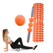 3 in 1 Eva Foam Roller Hollow Muscle Relaxation Roller Yoga Column Set, Length:  45cm (Orange Crescent)