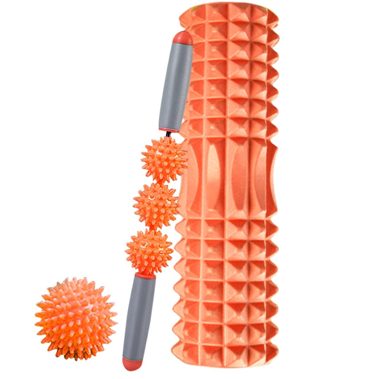 3 in 1 Eva Foam Roller Hollow Muscle Relaxation Roller Yoga Column Set, Length:  45cm (Orange Crescent)