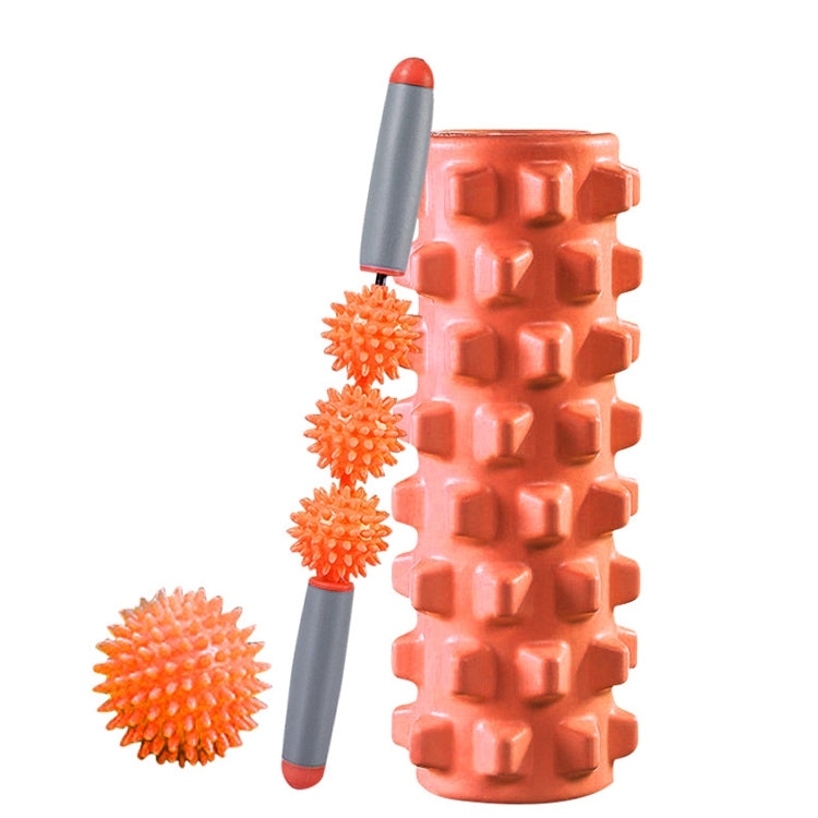 3 in 1 Eva Foam Roller Hollow Muscle Relaxation Roller Yoga Column Set, Length:  33cm (Orange Wolf Tooth)