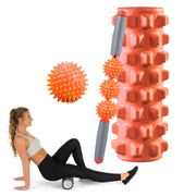 3 in 1 Eva Foam Roller Hollow Muscle Relaxation Roller Yoga Column Set, Length:  45cm (Orange Wolf Tooth)