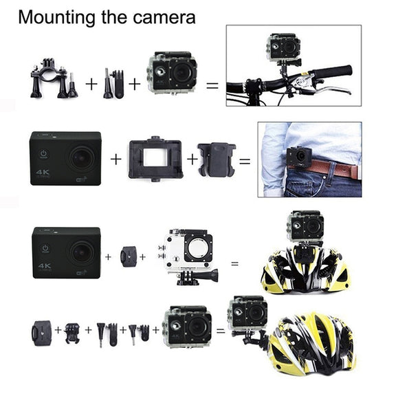 WIFI Water-resistant Action Camera Cycling 4K camera Ultra Diving  60PFS kamera Helmet bicycle Cam underwater Sports 1080P Camera(Blue)