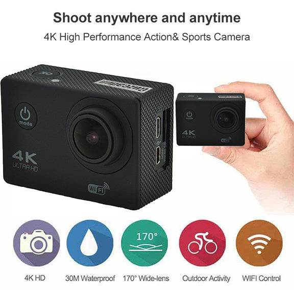 WIFI Water-resistant Action Camera Cycling 4K camera Ultra Diving  60PFS kamera Helmet bicycle Cam underwater Sports 1080P Camera(Yellow)