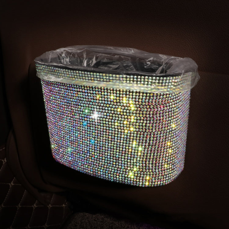 Car-Studded Trash Can Personality Car Hanging Trash Bag Multi-Function Car Storage Box(White Diamonds) - Stowing Tidying by PMC TechLife | Online Shopping South Africa | PMC TechLife | Buy Now Pay Later Mobicred