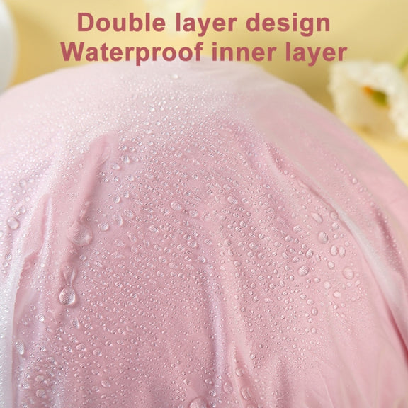 Lovely Thick Women Satin Colorful Double Water-resistant Hair Cover Bathing Cap(Pink)