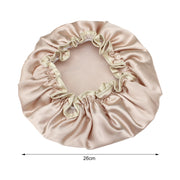 Lovely Thick Women Satin Colorful Double Water-resistant Hair Cover Bathing Cap(Gold)