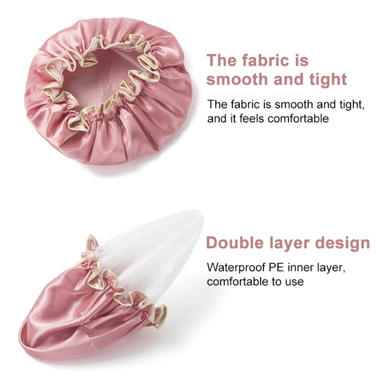 Lovely Thick Women Satin Colorful Double Water-resistant Hair Cover Bathing Cap(Grey)