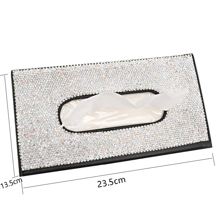 Car Tissue Box Car Hanging Sun Visor Pumping Box(Beige White Diamonds) - Tissue Boxes by PMC TechLife | Online Shopping South Africa | PMC TechLife | Buy Now Pay Later Mobicred