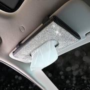 Car Tissue Box Car Hanging Sun Visor Pumping Box(Black White Diamonds)