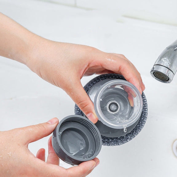 Multifunctional Push-Type Cleaning Brush Kitchen Detergent Automatic Liquid Addition Dishwashing Brush(PET Pot Brush)