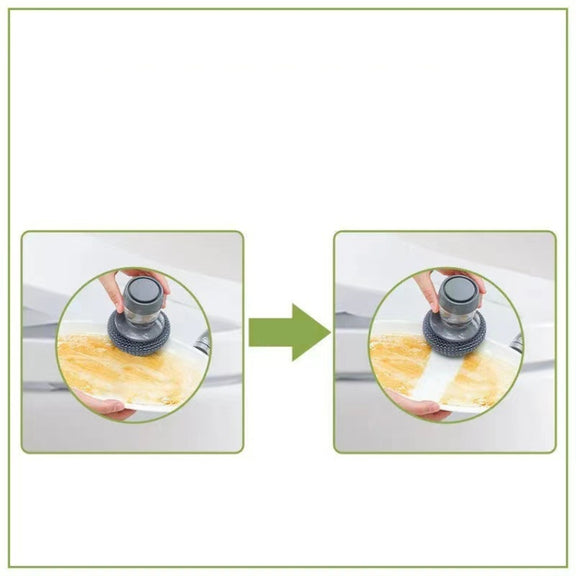 Multifunctional Push-Type Cleaning Brush Kitchen Detergent Automatic Liquid Addition Dishwashing Brush(PET Pot Brush)