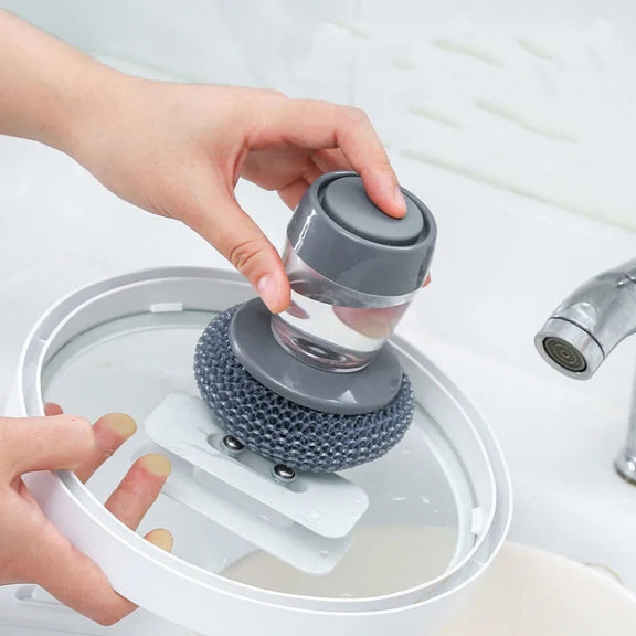 Multifunctional Push-Type Cleaning Brush Kitchen Detergent Automatic Liquid Addition Dishwashing Brush(PET Pot Brush)