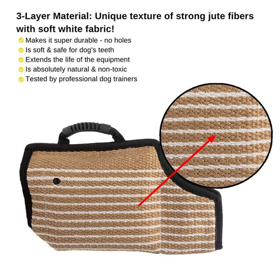 Dog Training Black-Edged Rough-Grained Jute Fluttering Sleeves Protector
