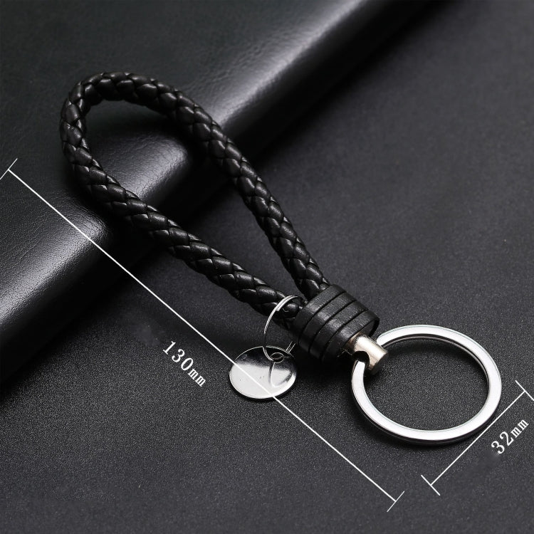 Woven Leather Cord Keychain Car Pendant Leather Key Ring Baotou With Small Round Piece(Orange)