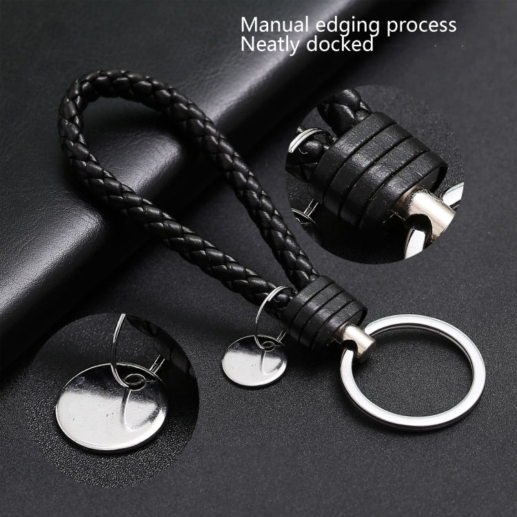 Woven Leather Cord Keychain Car Pendant Leather Key Ring Baotou With Small Round Piece(Orange)