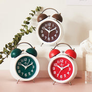 6016 Simple Bell Small Alarm Clock Students Learning Bedside Clock With Night Light(Coffee Color)