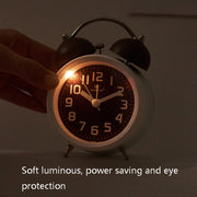 6016 Simple Bell Small Alarm Clock Students Learning Bedside Clock With Night Light(Coffee Color)