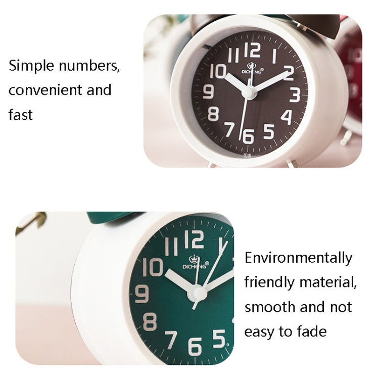 6016 Simple Bell Small Alarm Clock Students Learning Bedside Clock With Night Light(Coffee Color)