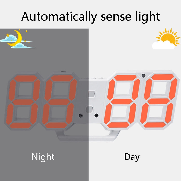 6609 3D Stereo LED Alarm Clock Living Room 3D Wall Clock, Colour: Green