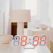 6609 3D Stereo LED Alarm Clock Living Room 3D Wall Clock, Colour: Black Frame Blue Light