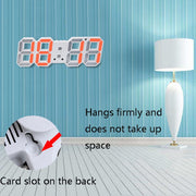 6609 3D Stereo LED Alarm Clock Living Room 3D Wall Clock, Colour: Black Frame Pink Light