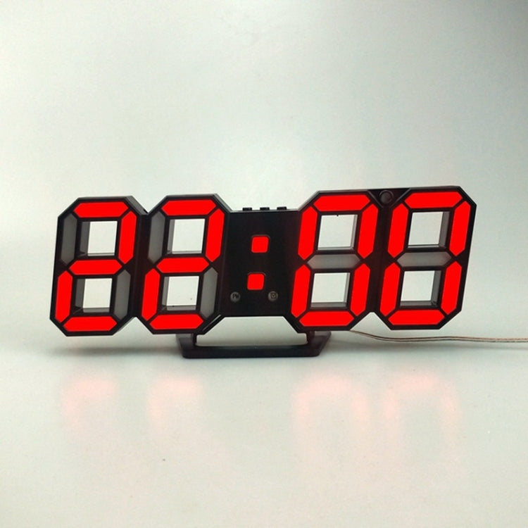 6609 3D Stereo LED Alarm Clock Living Room 3D Wall Clock, Colour: Black Frame Red Light - Alarm Clocks by PMc TechLife | Online Shopping South Africa | PMc TechLife | Buy Now Pay Later Mobicred