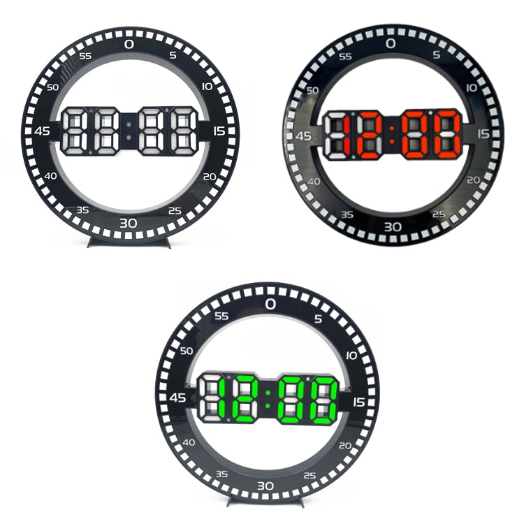 DS-3688L Living Room 3D Wall Clock Big Screen LED Electronic Clock, Colour: Black+Green
