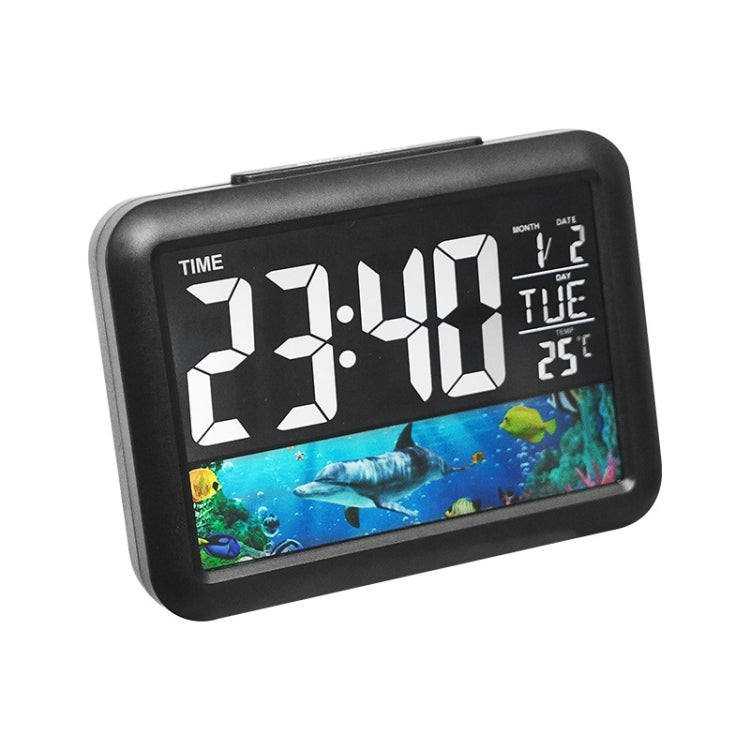 Color Screen Children Electronic Alarm Clock LCD Bedside Alarm Clock(Black Whale) - Alarm Clocks by PMc TechLife | Online Shopping South Africa | PMc TechLife | Buy Now Pay Later Mobicred