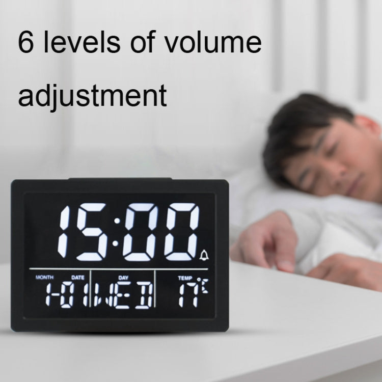 Large Screen LED Clock Bedside Multifunctional Electronic Alarm Clock(Black Shell White Light) - free shipping - PMc TechLife - Order now!