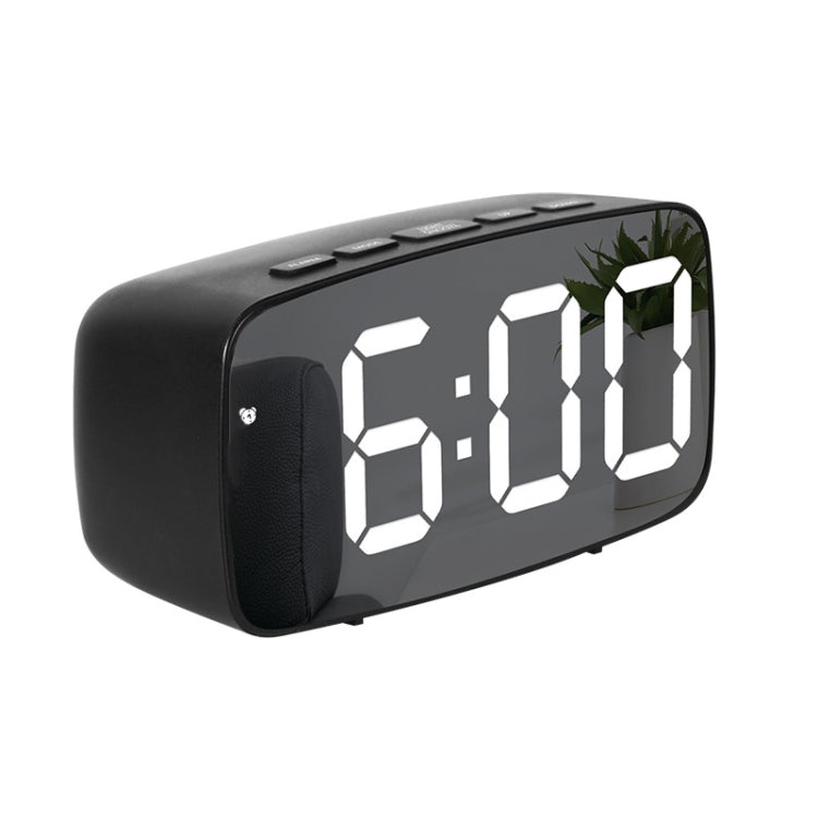Mirror Bedside Alarm Clock Battery Plug-In Dual-Purpose LED Clock, Colour: Arc-shaped Black Shell (Mirror White Light) - free shipping - PMc TechLife - Order now!
